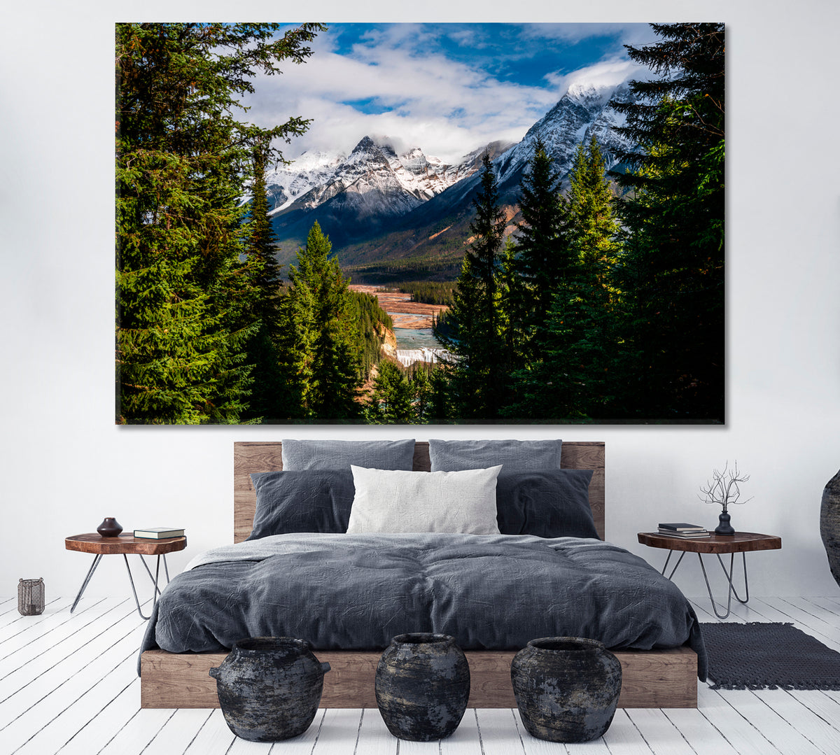 Mountain Range in Yoho National Park Canada Canvas Print ArtLexy 1 Panel 24"x16" inches 