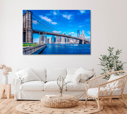 Brooklyn Bridge in front of Manhattan New York Canvas Print ArtLexy   