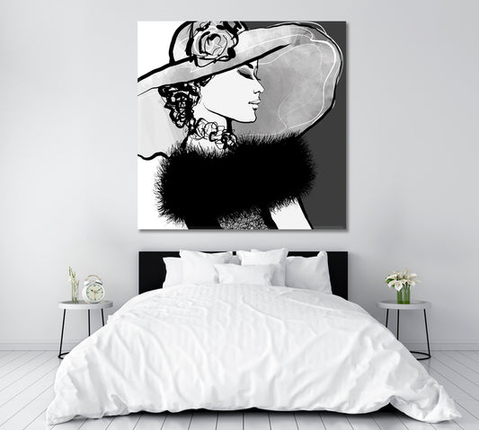 Elegant Woman Portrait Canvas Print ArtLexy 1 Panel 12"x12" inches 