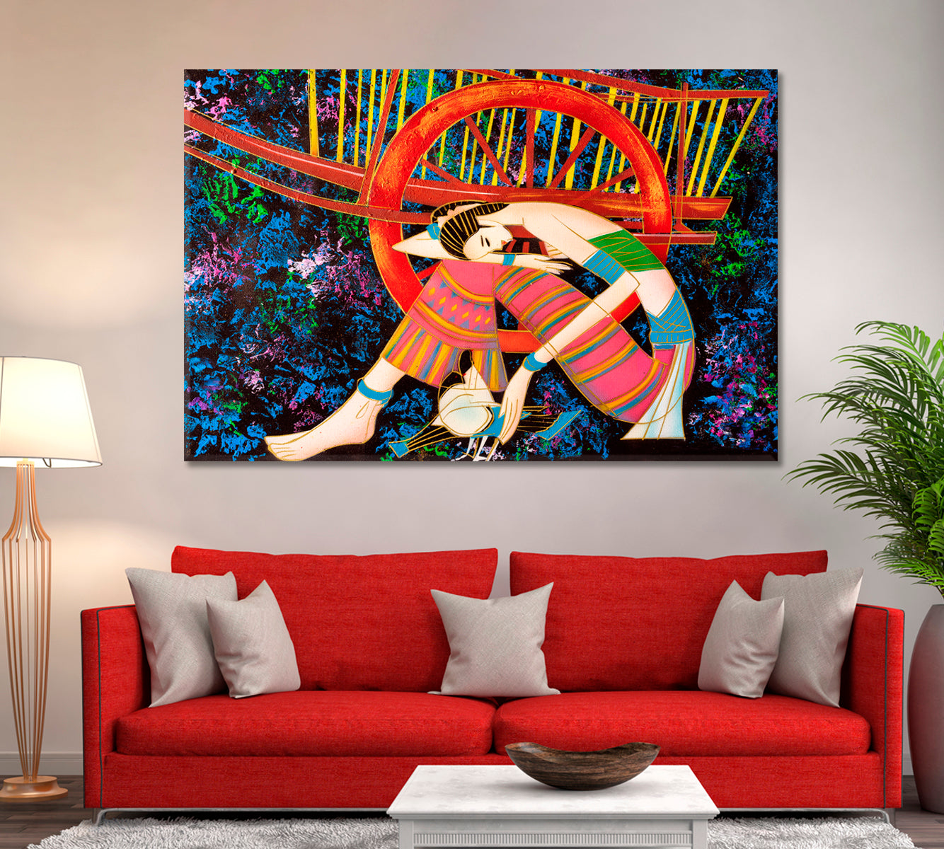 Woman with Bird Canvas Print ArtLexy 1 Panel 24"x16" inches 
