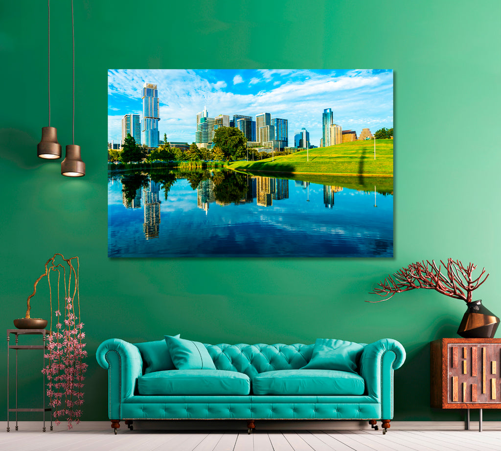 Austin Skyline From Butler Park Canvas Print ArtLexy 1 Panel 24"x16" inches 