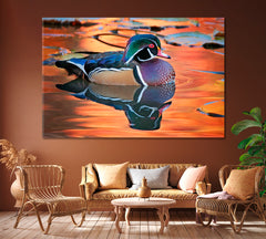 Wood Duck (Carolina Duck) Canvas Print ArtLexy 1 Panel 24"x16" inches 