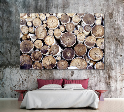 Birch Logs Canvas Print ArtLexy 1 Panel 24"x16" inches 