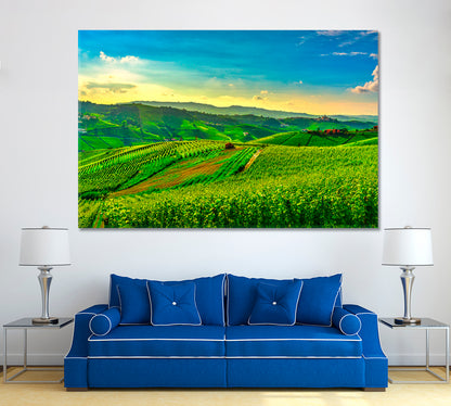Vineyard Landscape of Piedmont: Langhe-Roero and Monferrato Canvas Print ArtLexy 1 Panel 24"x16" inches 
