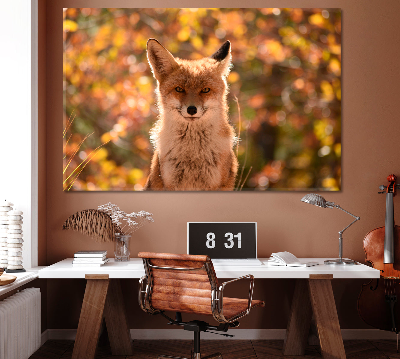 Cute Fox in Autumn Forest Canvas Print ArtLexy 1 Panel 24"x16" inches 