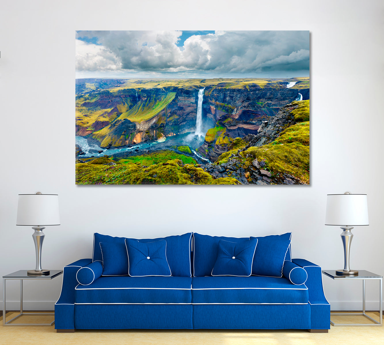 Beauty of Nature Haifoss Waterfall Iceland Canvas Print ArtLexy   