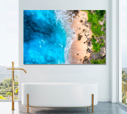 Turquoise Ocean Waves Bali Island Canvas Print ArtLexy 1 Panel 24"x16" inches 