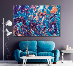 Blue Marble Fluid Painting Canvas Print ArtLexy 1 Panel 24"x16" inches 