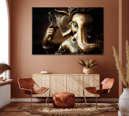 Bronze Ganesha Statue Canvas Print ArtLexy 1 Panel 24"x16" inches 