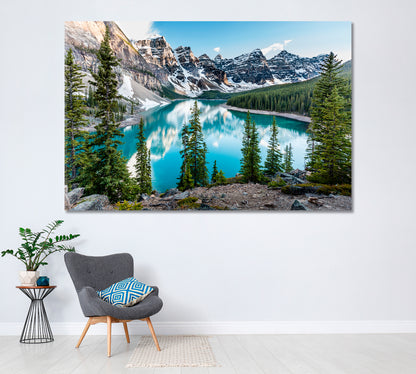 Evening at Moraine Lake Banff National Park Alberta Canvas Print ArtLexy 1 Panel 24"x16" inches 