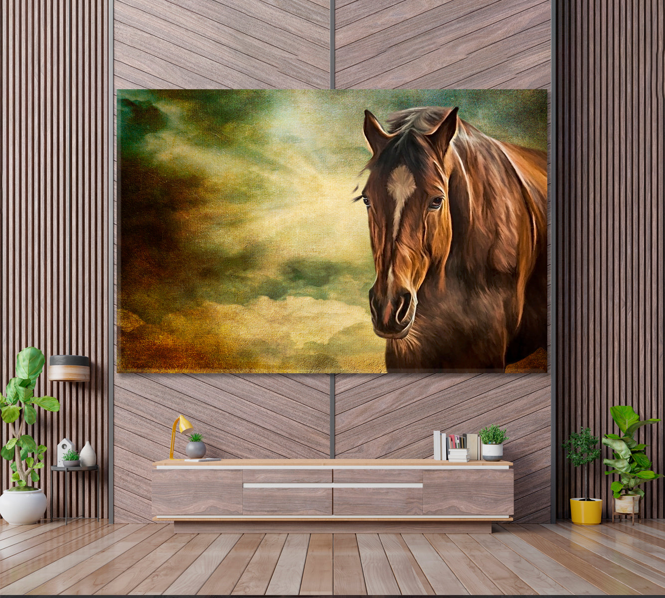 Beautiful Art Portrait of Horse Canvas Print ArtLexy 1 Panel 24"x16" inches 