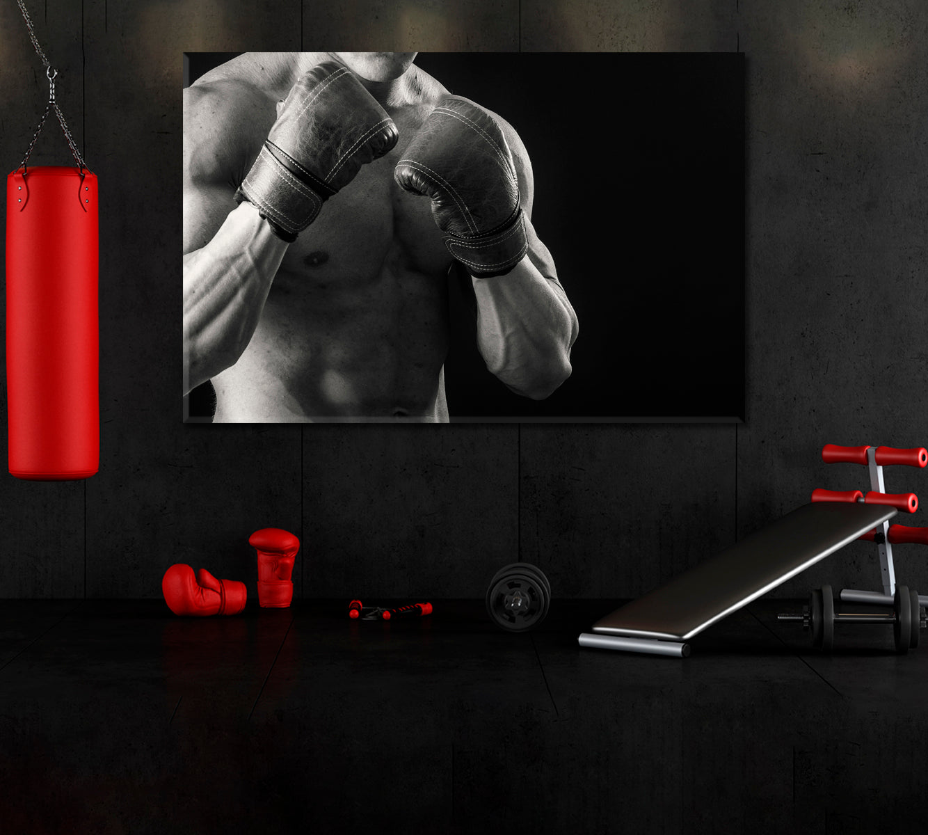 Boxer in Boxing Gloves Canvas Print ArtLexy 1 Panel 24"x16" inches 