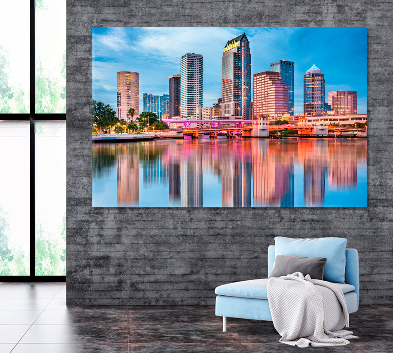 Tampa Downtown Skyline Canvas Print ArtLexy 1 Panel 24"x16" inches 