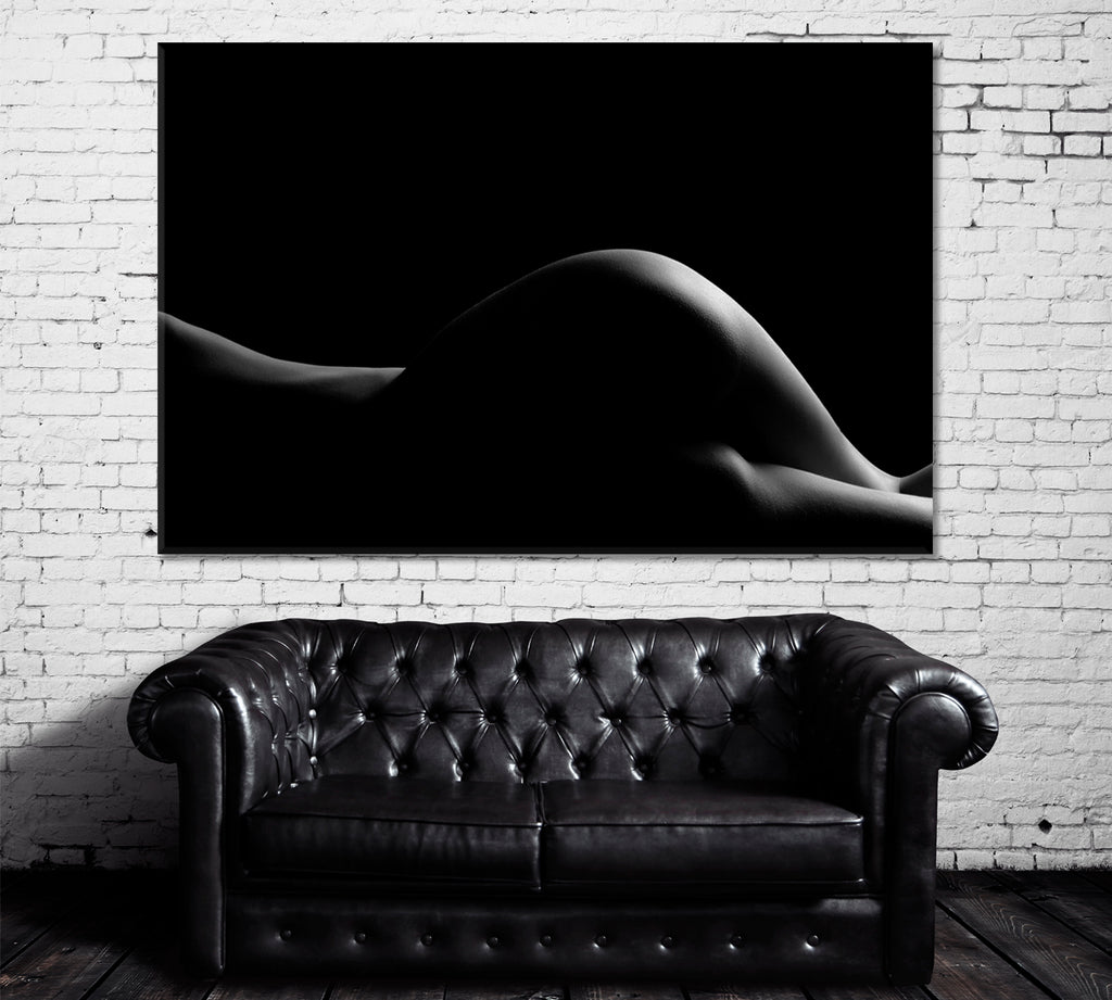 Silhouette of Nude Woman in Black and White Canvas Print ArtLexy 1 Panel 24"x16" inches 