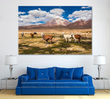 Alpacas and Sajama Volcano Bolivia Canvas Print ArtLexy 1 Panel 24"x16" inches 
