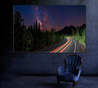 Grand Tetons National Park at Night Canvas Print ArtLexy 1 Panel 24"x16" inches 