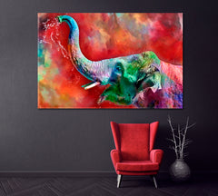 Colorful Elephant Canvas Print ArtLexy 1 Panel 24"x16" inches 