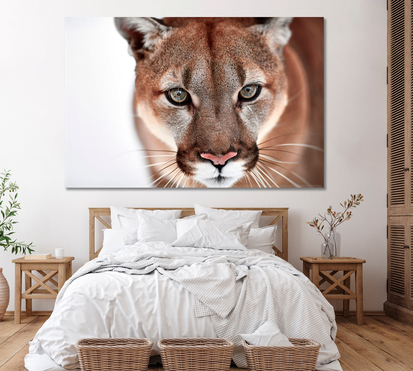 Beautiful Puma Portrait Canvas Print ArtLexy 1 Panel 24"x16" inches 