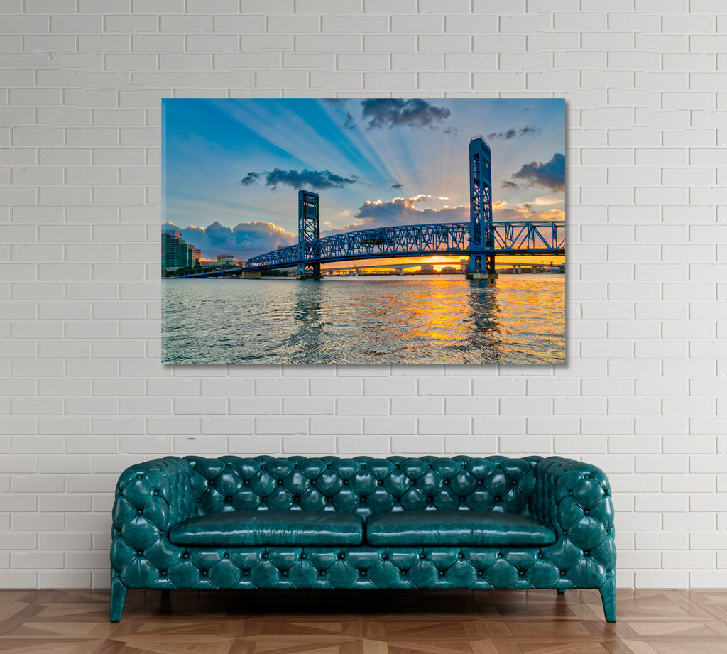Main Street Bridge Jacksonville Florida Canvas Print ArtLexy 1 Panel 24"x16" inches 