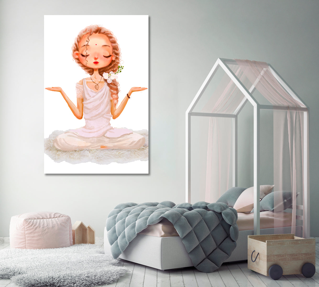 Cute Girl in Yoga Lotus Pose Canvas Print ArtLexy 1 Panel 16"x24" inches 