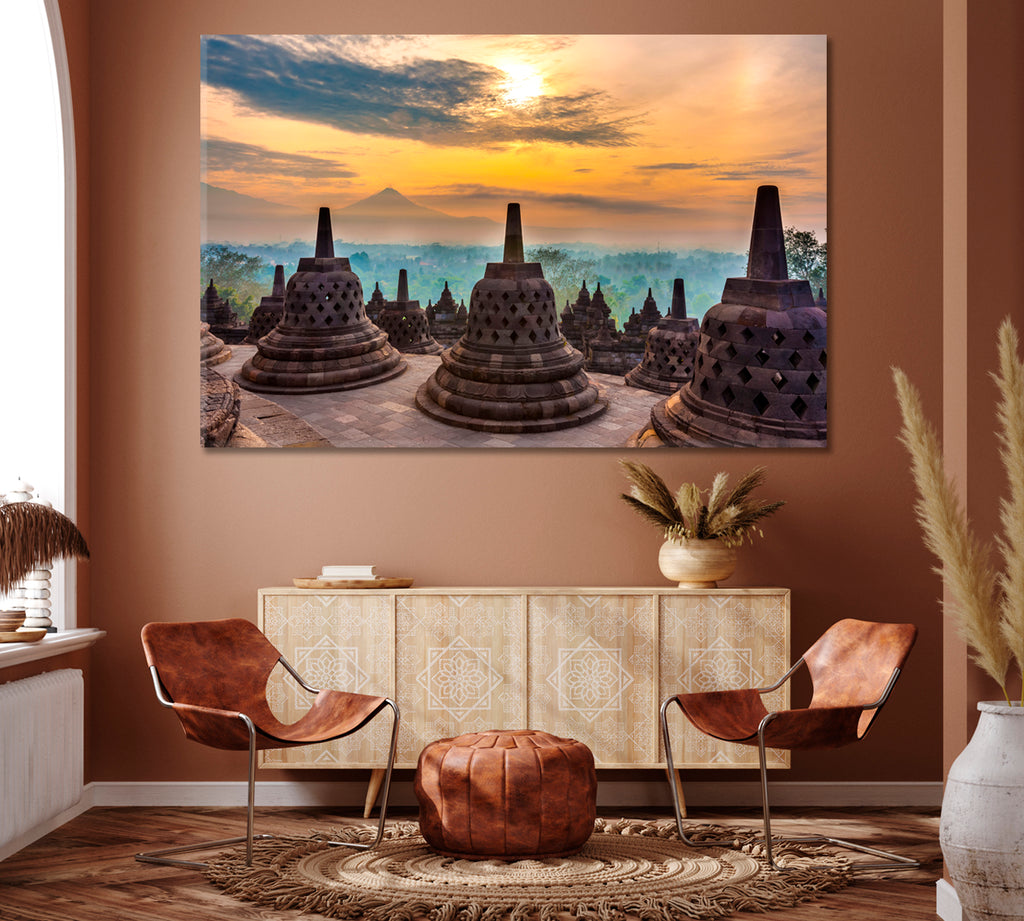 Candi Borobudur Indonesia Canvas Print ArtLexy 1 Panel 24"x16" inches 