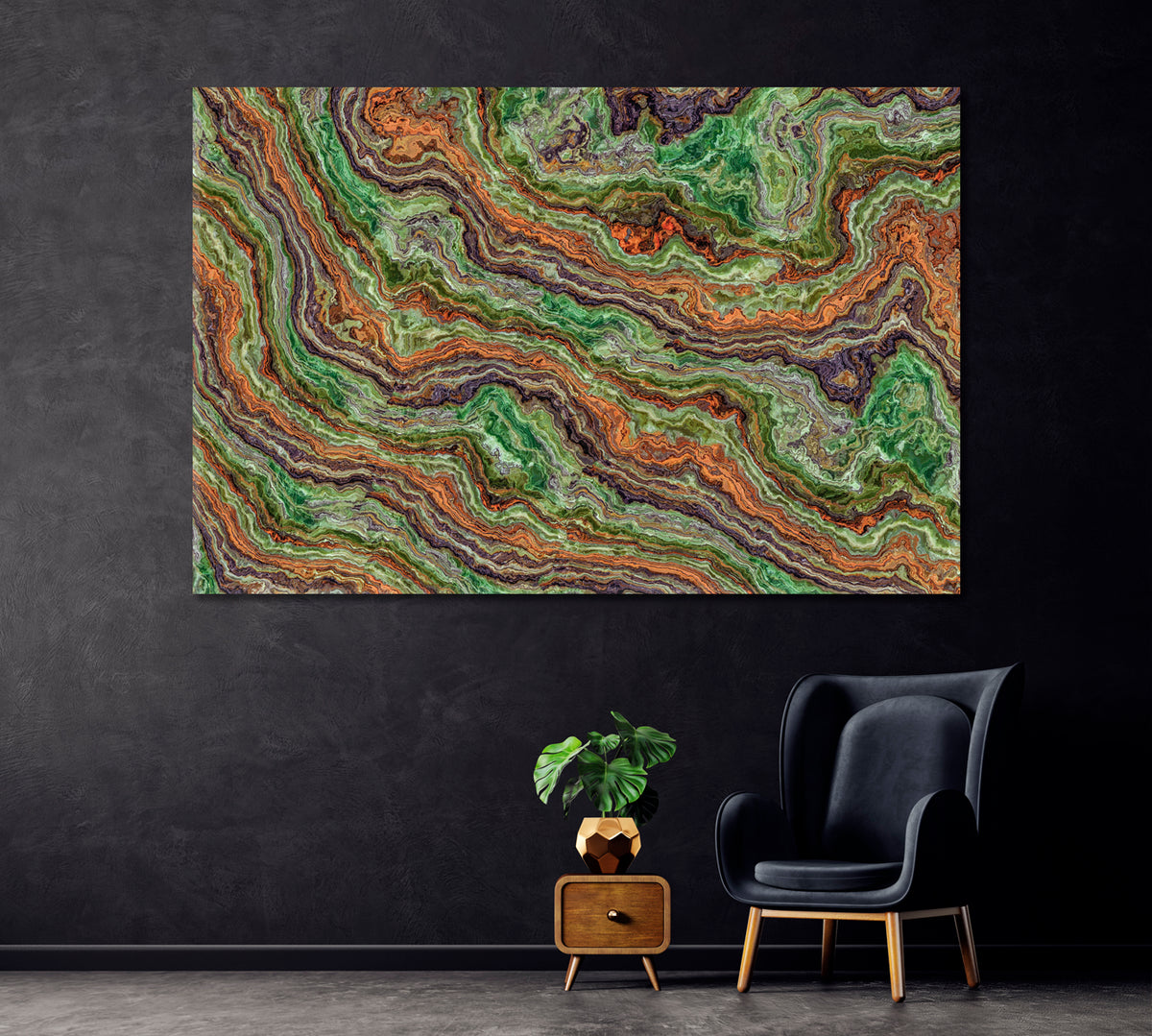Green Onyx Abstract Pattern Canvas Print ArtLexy 1 Panel 24"x16" inches 