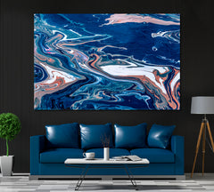 Blue Acrylic Liquid Marble Design Canvas Print ArtLexy 1 Panel 24"x16" inches 
