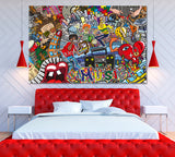Abstract Music Graffiti Canvas Print ArtLexy 1 Panel 24"x16" inches 