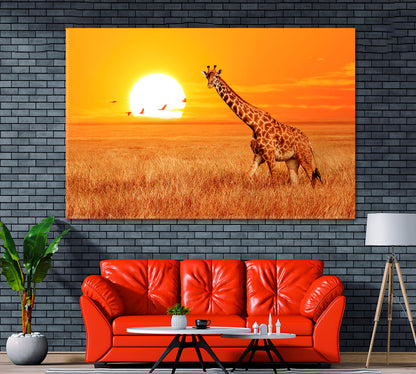 Giraffe in Serengeti National Park Tanzania Canvas Print ArtLexy 1 Panel 24"x16" inches 