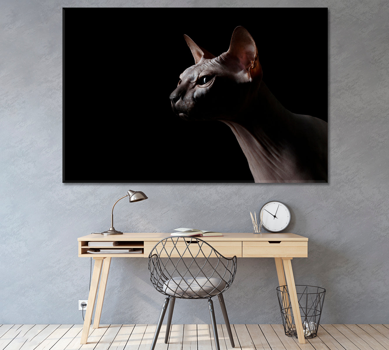 Sphynx Cat Portrait Canvas Print ArtLexy 1 Panel 24"x16" inches 