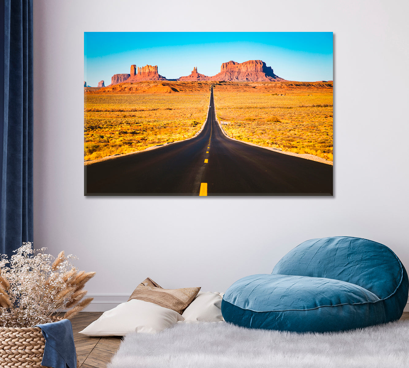 Historic U.S. Route 163 Highway Monument Valley Canvas Print ArtLexy   