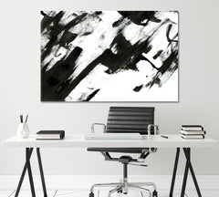 Black and White Abstraction Canvas Print ArtLexy 1 Panel 24"x16" inches 