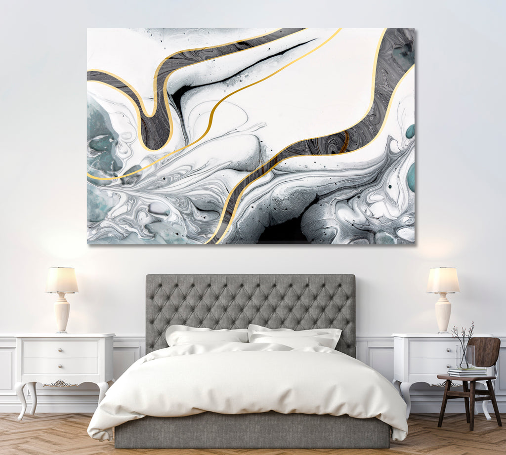 Abstract Gray Wavy Marble Canvas Print ArtLexy 1 Panel 24"x16" inches 