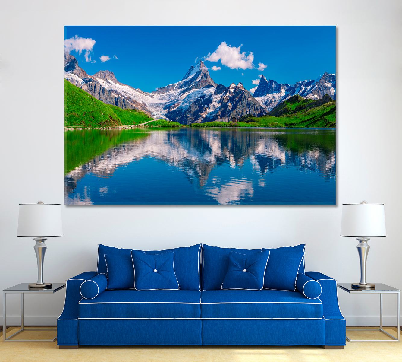 Bernese Range above Bachalpsee Lake Swiss Alps Canvas Print ArtLexy 1 Panel 24"x16" inches 