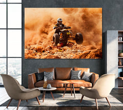 ATV Rider in Cloud of Dust Canvas Print ArtLexy 1 Panel 24"x16" inches 