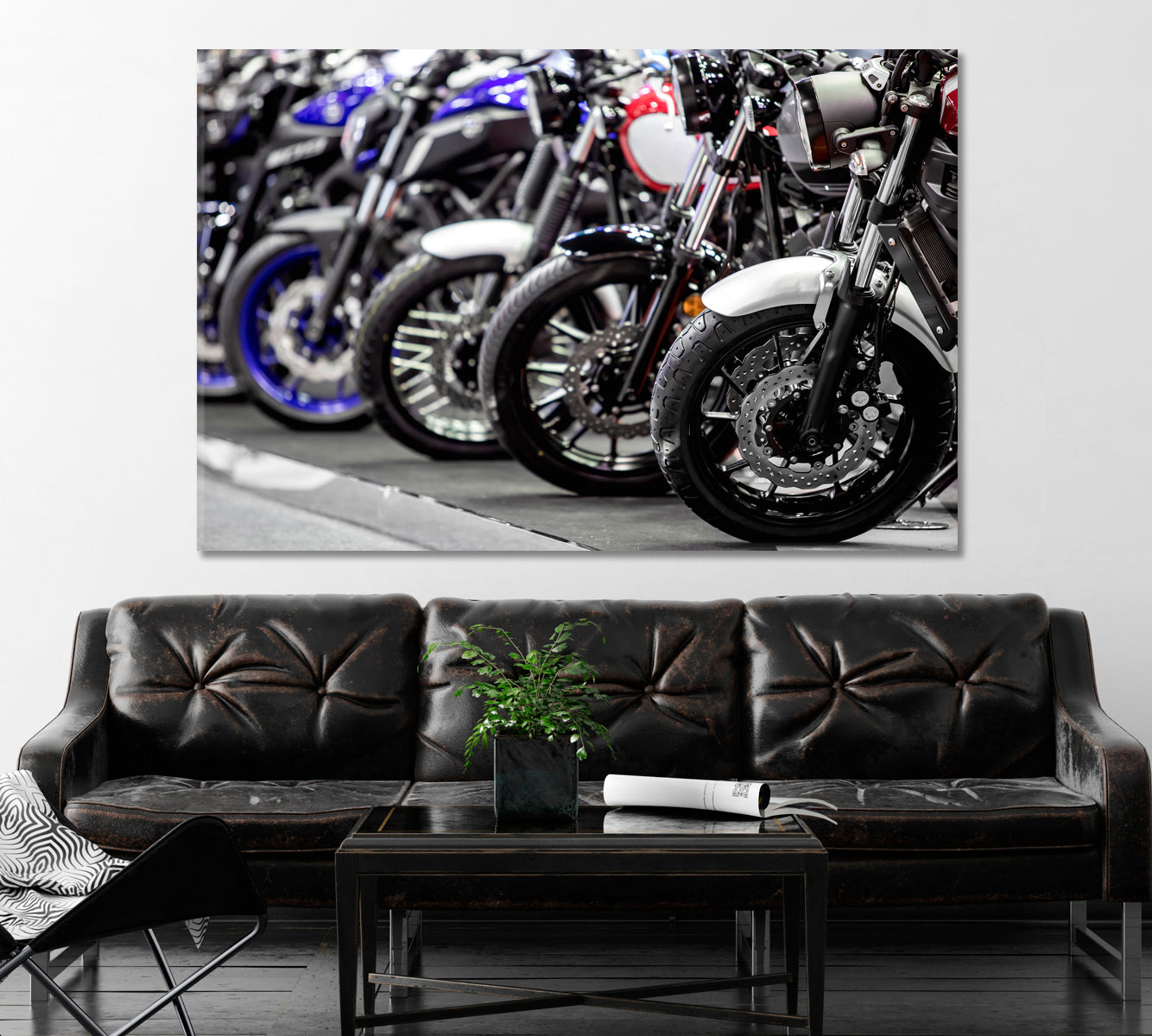 Motorcycles front Wheels Canvas Print ArtLexy 1 Panel 24"x16" inches 