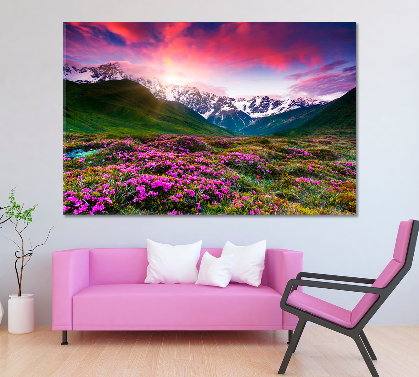 Colorful Sunset Over Georgia Mountains Canvas Print ArtLexy 1 Panel 24"x16" inches 