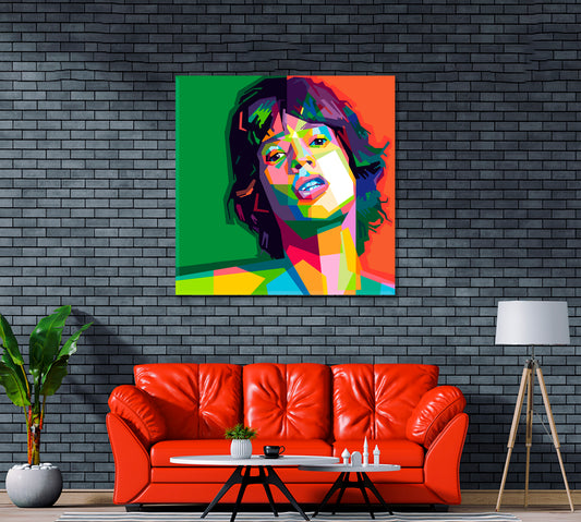 Mick Jagger Portrait in Wpap Style Canvas Print ArtLexy 1 Panel 12"x12" inches 