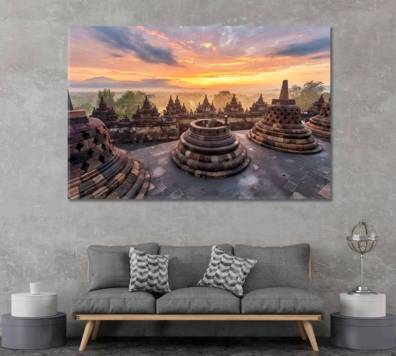 Borobudur Indonesia Canvas Print ArtLexy 1 Panel 24"x16" inches 