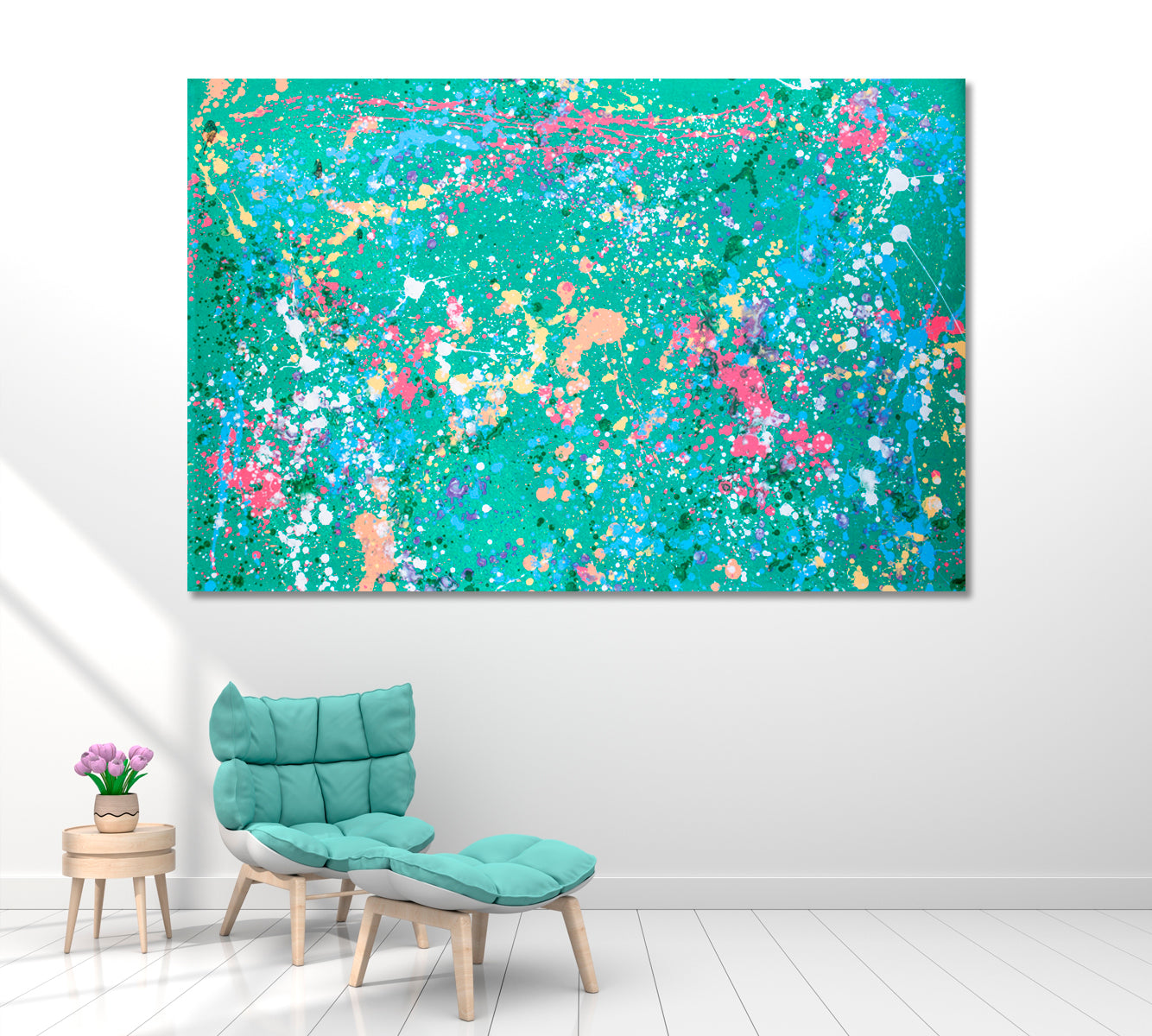 Abstract Colorful Splatter Ink Canvas Print ArtLexy 1 Panel 24"x16" inches 