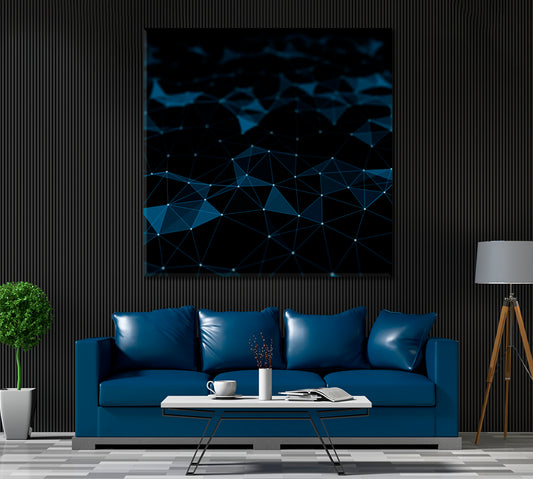 Modern Geometric Network Connection Canvas Print ArtLexy 1 Panel 12"x12" inches 