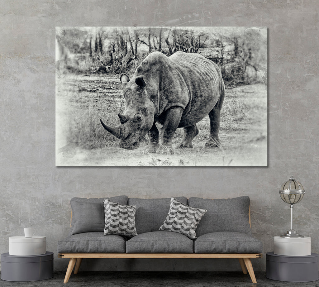 White Rhinoceros Swaziland Africa Canvas Print ArtLexy 1 Panel 24"x16" inches 