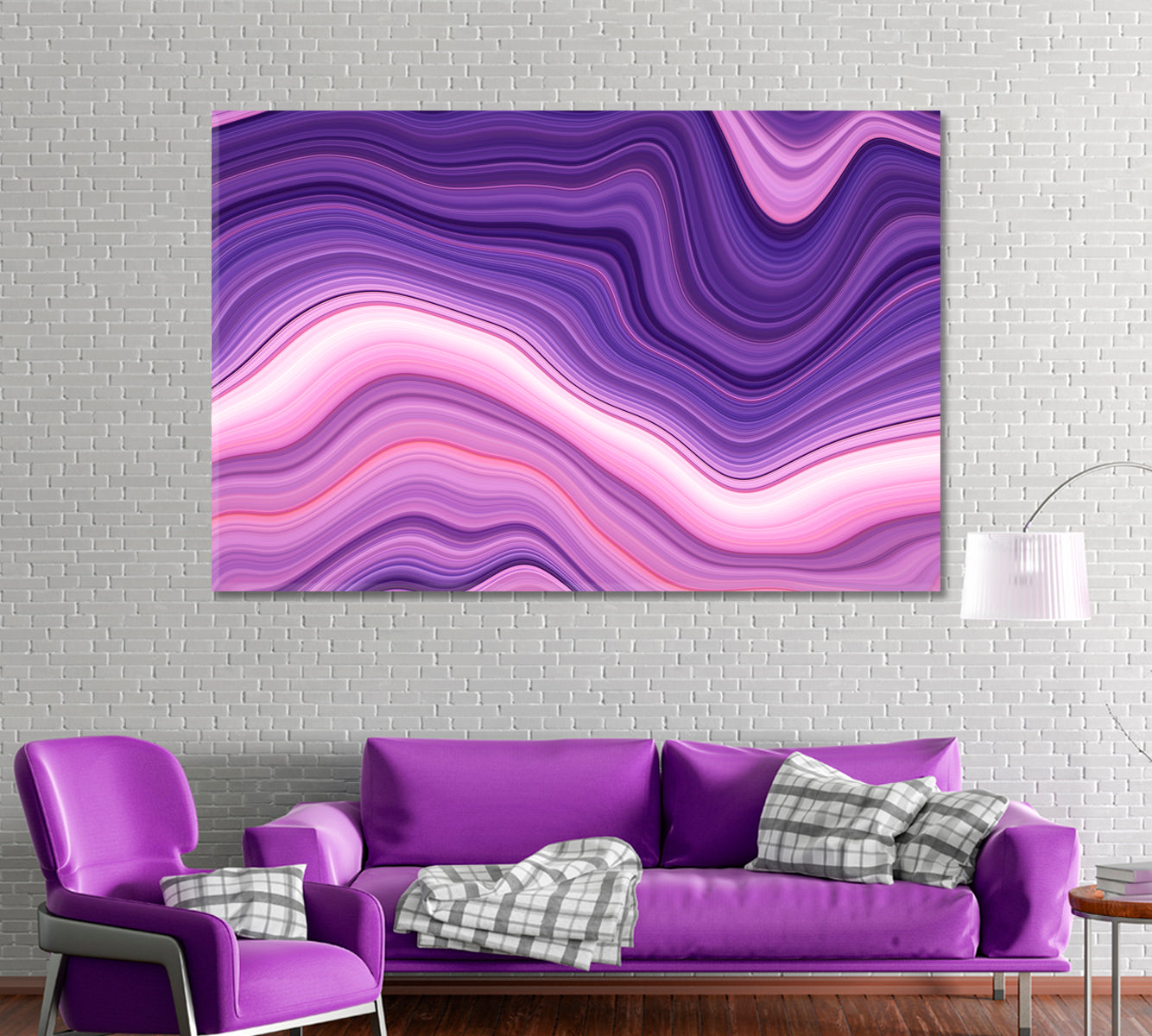 Purple Marble Wavy Pattern Canvas Print ArtLexy 1 Panel 24"x16" inches 