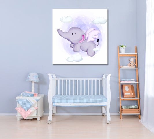 Baby Elephant with Wings Canvas Print ArtLexy 1 Panel 12"x12" inches 