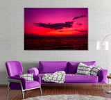 Beautiful Sunset over Ocean Canvas Print ArtLexy 1 Panel 24"x16" inches 
