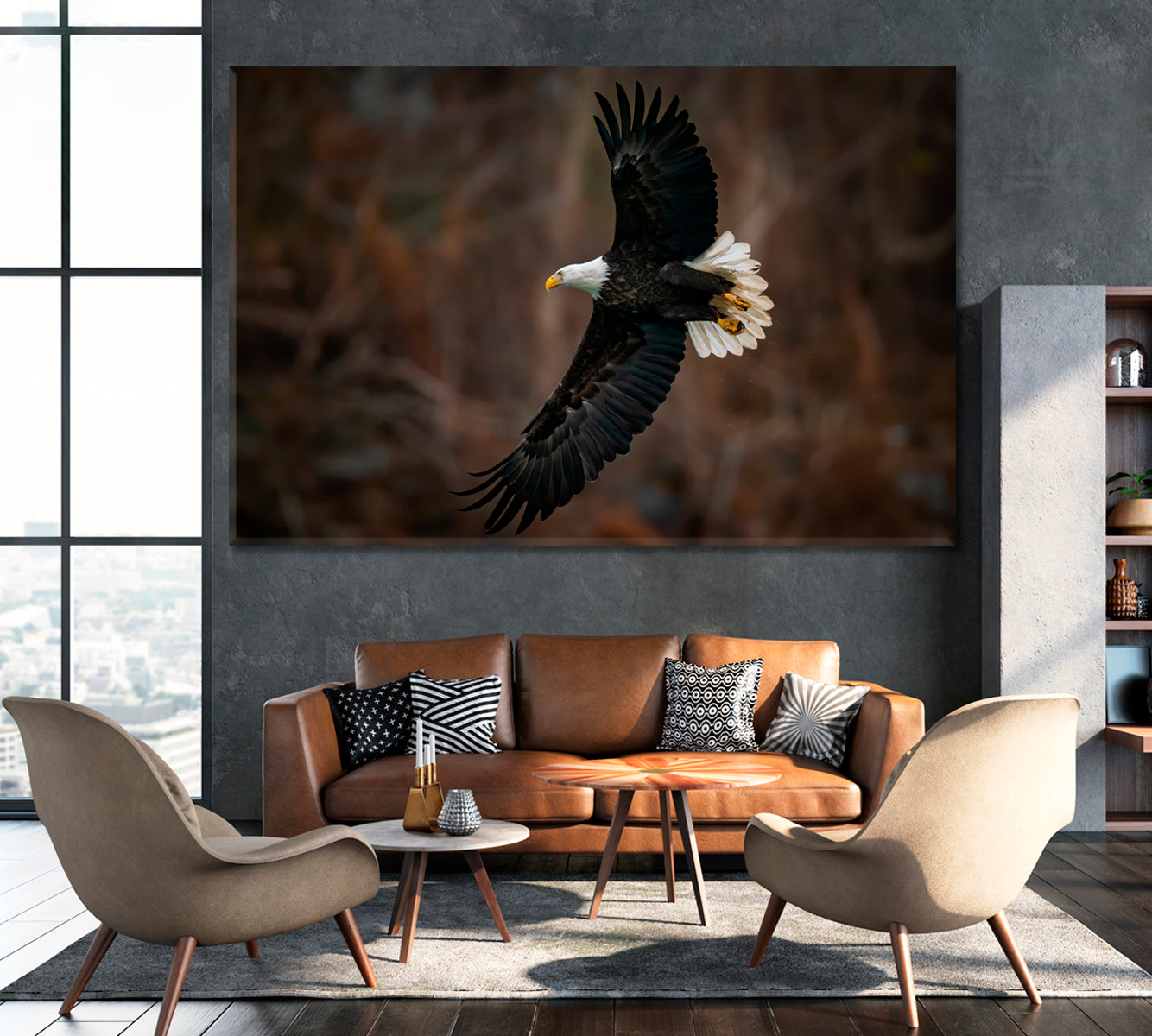 Flight of Bald Eagle in Maryland Canvas Print ArtLexy 1 Panel 24"x16" inches 