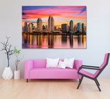 San Diego California Downtown Sunset Canvas Print ArtLexy 1 Panel 24"x16" inches 