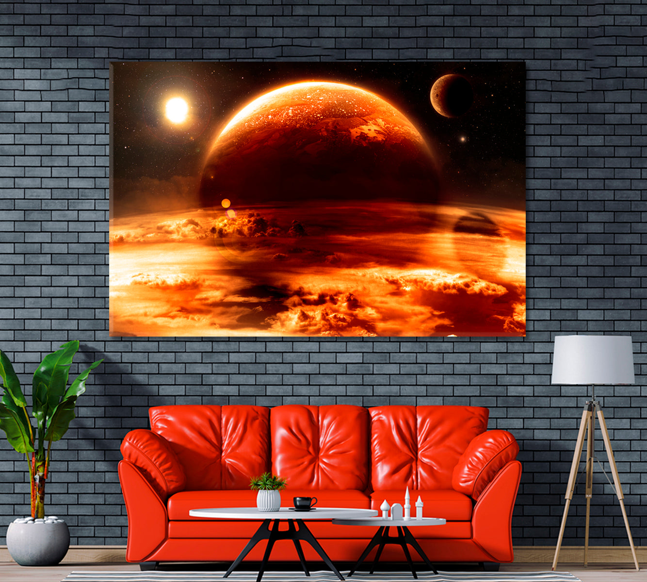 Red Alien World Canvas Print ArtLexy 1 Panel 24"x16" inches 