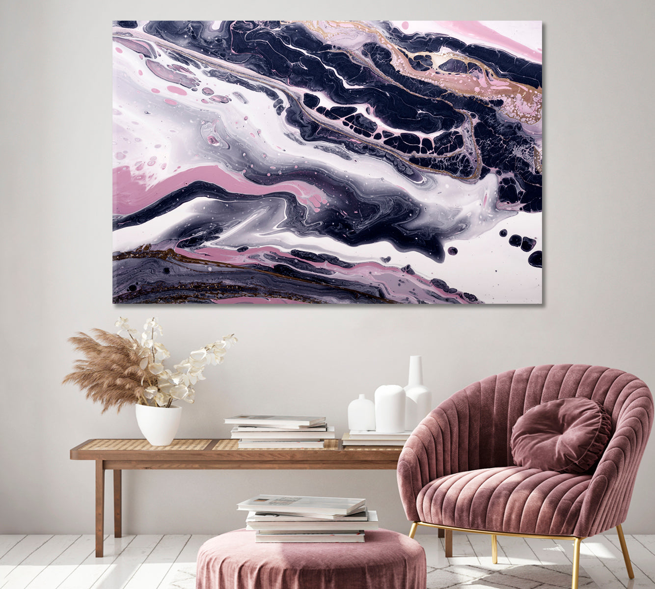 Abstract Lilac Wavy Marble Canvas Print ArtLexy 1 Panel 24"x16" inches 