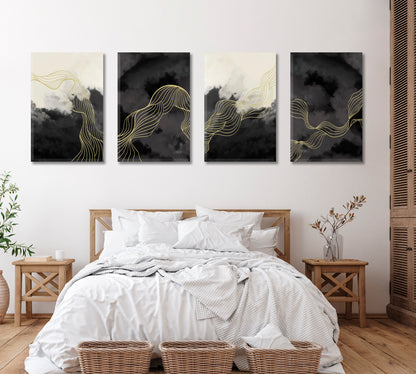 Set of 4 Vertical Minimalist Abstract Mountains Landscapes Canvas Print ArtLexy   